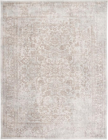 SAFAVIEH Area Rug 8x10 - Evoke Collection - Large - Ivory & Taupe, Distressed Design, Non-Shedding & Easy Cleaning, Ideal for Living Room, Bedroom, Dining Space (EVK256E)