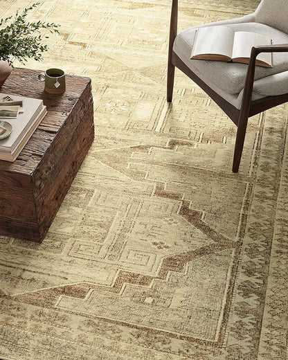 Loloi Magnolia Home by Joanna Gaines Sinclair Collection SIN-02 Khaki/Tobacco 2'-3" x 3'-9", .25" Pile Height, Machine Washable, Accent Rug