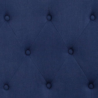 EMMA + OLIVER Tufted Upholstered Queen Size Headboard in Navy Fabric