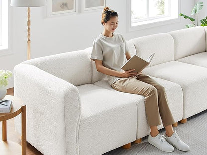 VANOMi Oversized Modular Sectional Sofa, Sleeper Sectional Couches for Living Room, 8 Seats Modular Sofa with Reversible Chaises, Cream White