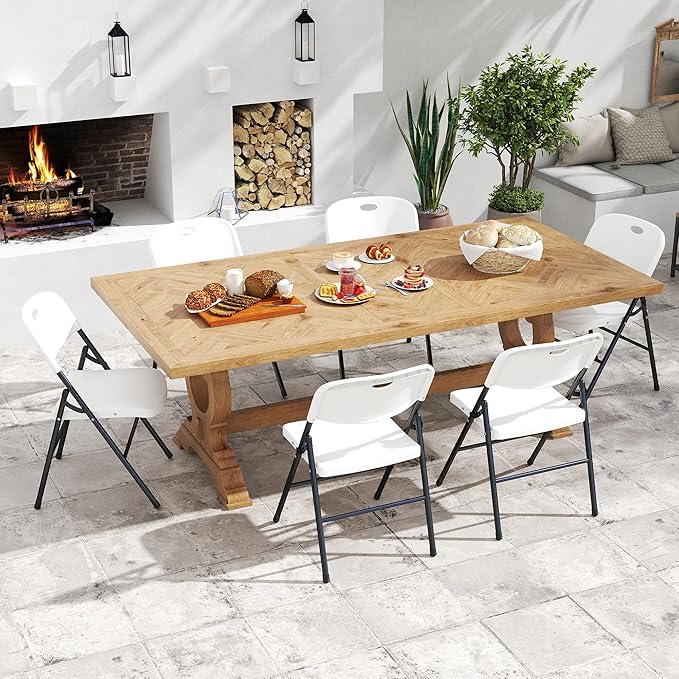 4 Pack Folding Chair, 800 Weight Limit Heavy Duty Plastic Folding Chair Portable Seating for Indoor Outdoor Events, Wedding, Party, Restaurant, Meeting Room White