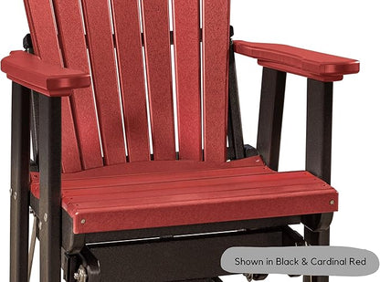 DutchCrafters Slat Fan Back Poly Adirondack Swivel Glider Outdoor Patio Chair (White & Light Gray)