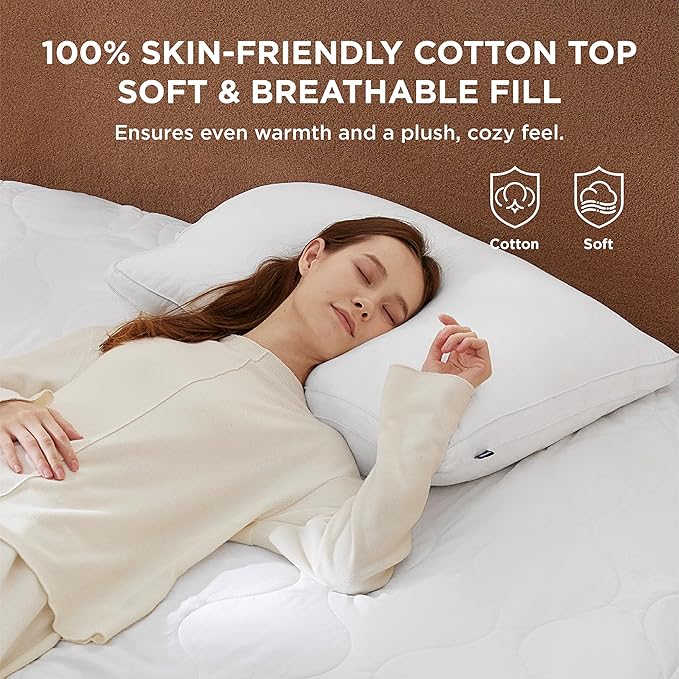 Bedsure Waterproof Heated Mattress Pad King - Cotton Bed Warmer with Memory & Preheat Functions, 10 Heat Settings & 12 Hour Shut Off, Dual Controller, Electric Mattress Pad King, 78"x80"