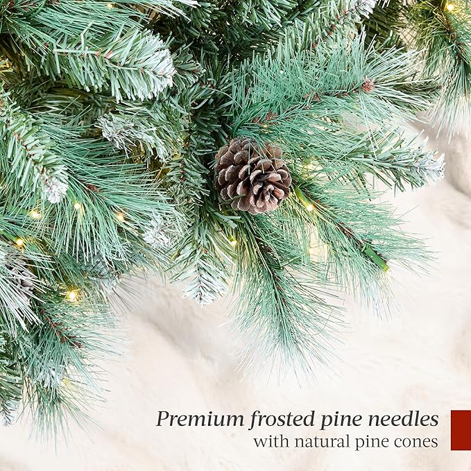 Best Choice Products 12ft Pre-Lit Scotch Pine Christmas Tree, Premium Frosted Pre-Decorated Artificial Holiday Decor w/ 3,630 Branch Tips, 2-in-1 White and Multicolor LED Lights, Cordless Setup