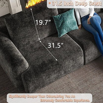 EASE MOOSE Boneless Modular Cloud Couch, Oversized U-Shaped Sectional Sofa for Living Room with Ottoman, Extra Large Movable Couches, 6-Deep-Seat Sofas for Bedroom, Apartment, Chenille (Dark Grey)