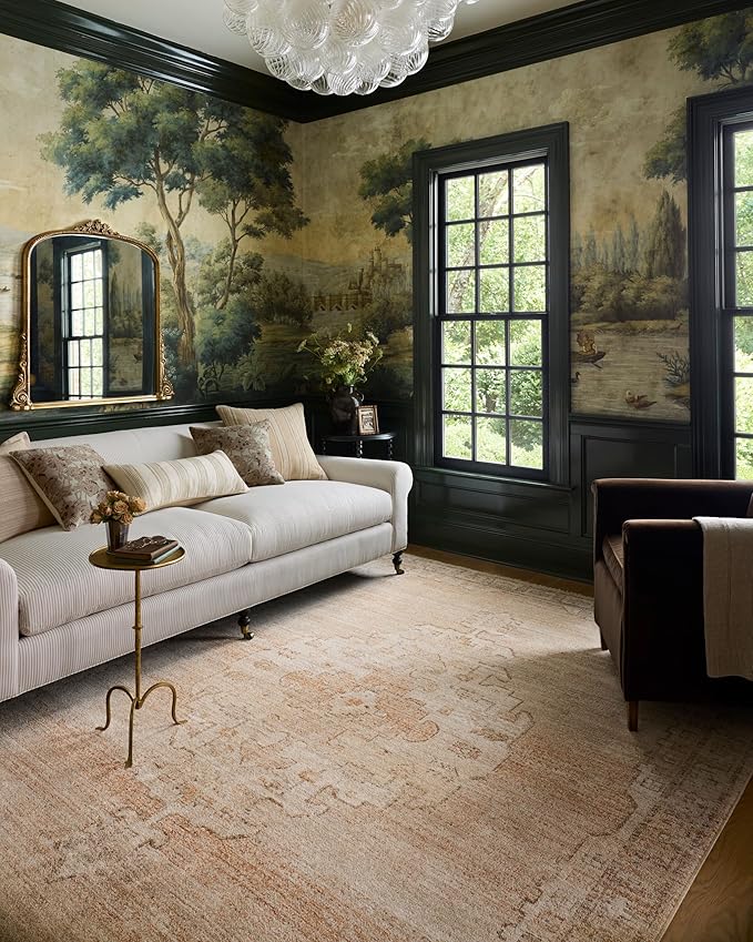 Loloi Chris Loves Julia Palma Collection PLM-02 Spice/Natural 9'-6" x 13'-1" Area Rug Vintage Style Boho Living Room Bedroom Carpet