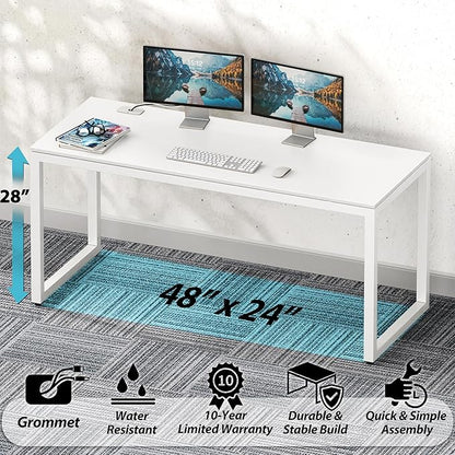 SHW 48-Inch Commercial-Grade Office Computer Desk, White