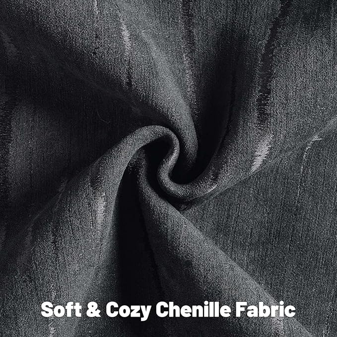 FUTEI Black Chenille Decorative Throw Pillow Covers 26x26 Inch Set of 2,Soft Embossed Striped Textured Euro Pillow Shams,Modern Home Decor for Couch Bed Living Room