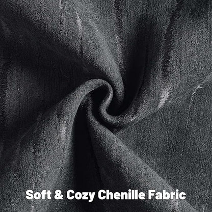 FUTEI Black Chenille Decorative Throw Pillow Covers 26x26 Inch Set of 2,Soft Embossed Striped Textured Euro Pillow Shams,Modern Home Decor for Couch Bed Living Room