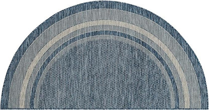 Unique Loom Outdoor Border Collection Area Rug - Soft Border (3' 1" x 6' 1" Hearth, Blue/ Ivory)