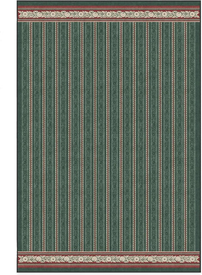 RUGGABLE x Morris & Co Machine Washable Christmas Area Rug– Fruit Stripe Spruce Green 6x9, Stain-Resistant, Non-Slip–Medium Rugs for Living Room, Bedroom, Hallway, Entryway & Office–with Standard Pad