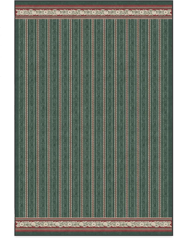 RUGGABLE x Morris & Co Machine Washable Area Rug – Fruit Stripe Spruce Green 6x9, Stain-Resistant, Non-Slip – Medium Rugs for Living Room, Bedroom, Hallway, Entryway & Office–with Cushioned Pad