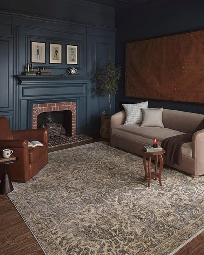 Loloi Magnolia Home by Joanna Gaines Junie Collection JUE-01 Blue/Natural 9'-6" x 9'-6", .38" Pile Height, Round Area Rug