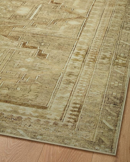 Loloi Magnolia Home by Joanna Gaines Sinclair Collection SIN-02 Khaki/Tobacco 2'-3" x 11'-6", .25" Pile Height, Machine Washable, Runner Rug