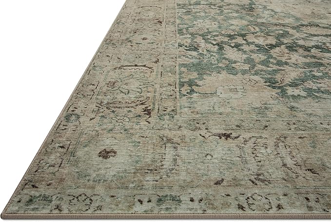 Loloi Magnolia Home by Joanna Gaines Sinclair Collection SIN-05 Jade/Sand 2'-3" x 9'-6", .25" Pile Height, Machine Washable, Runner Rug