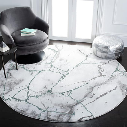 SAFAVIEH Craft Collection 10' Round Grey/Green CFT877Y Modern Abstract Non-Shedding Living Room Dining Bedroom Foyer Area Rug