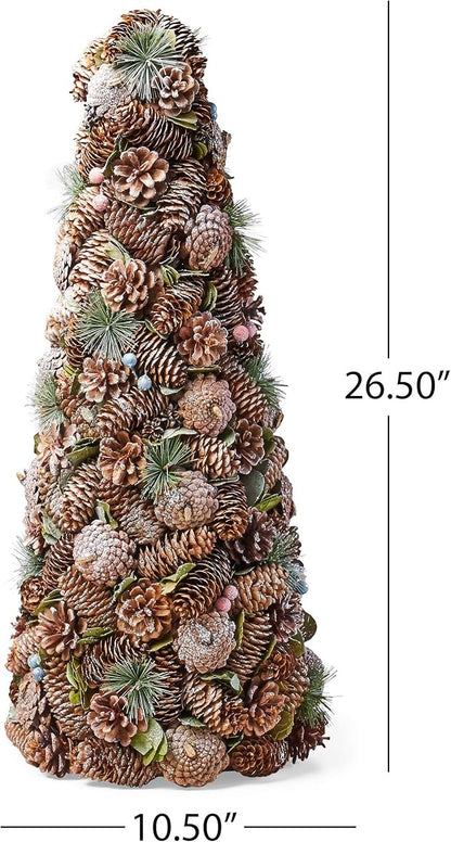 Christopher Knight Home Tabletop Christmas Tree, Natural + White + Glitter