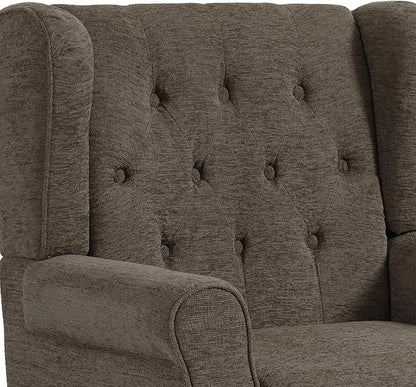 UIXE High Back Accent Chairs Set of 2, Fabric Upholstered Armchair Wingback Arm Club Chair for Living Room, Comfy Single Sofa Bedroom Reading Seat with Solid Wood Legs - Taupe