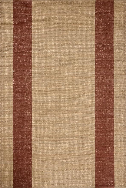 Loloi Leanne Ford Weatherstaff Collection WTS-02 Natural/Brick 5'-0" x 7'-6" Area Rug Jute, Striped, Neutral, Living Room, Bedroom, Dining Room