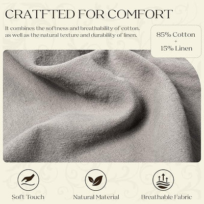 WOWMAX 85% Linen 15% Cotton Blend Headboard Pillow – King Size Reading Wedge Backrest for Bed, Handmade Firm Support Bolster Cushion with Removable Cover, Premium Bed Rest Pillow, Black