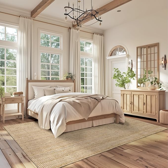 Nuloom Ashli Hand Woven, Natural, 4' x 6', Farmhouse, Jute, Soft and Textured, High Traffic, Stain Resistant, Easy Clean, Durable Area Rug for Bedroom, Living Room, Dining Space, Den, Foyer, Entryway