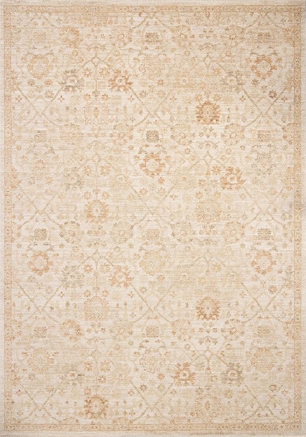 Loloi Chris Loves Julia Palma Collection PLM-04 Natural/Spice 5'-3" x 7'-6" Area Rug Vintage Style Boho Living Room Bedroom Carpet