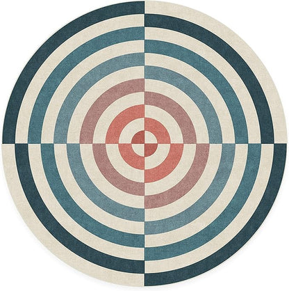 RUGGABLE x Jonathan Adler Machine Washable Modern Area Rug – Op Art Teal 6 ft Round, Stain-Resistant, Non-Slip – Medium Rugs for Living Room, Bedroom, Hallway, Entryway & Office–with Cushioned Pad