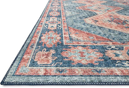 Loloi II Skye Collection SKY-03 Turquoise/Terracotta 5'-0" x 7'-6" Area Rug