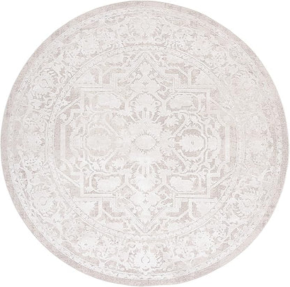 SAFAVIEH Area Rug 5' Round - Reflection Collection - Beige & Cream, Non-Shedding & Easy Cleaning, Ideal for Living Room, Bedroom (RFT665A)