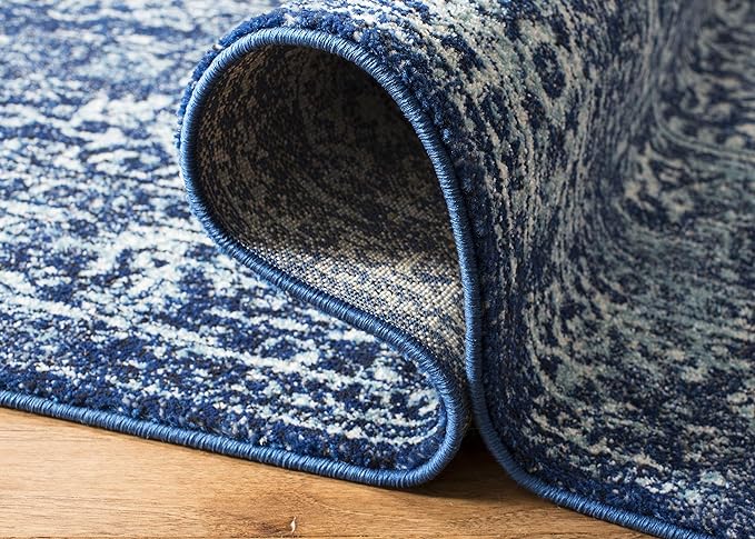 SAFAVIEH Evoke Collection 3' x 5' Navy/Ivory EVK256A Oriental Distressed Non-Shedding Living Room Bedroom Accent Rug