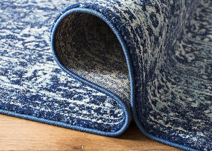 SAFAVIEH Evoke Collection 3' x 5' Navy/Ivory EVK256A Oriental Distressed Non-Shedding Living Room Bedroom Accent Rug