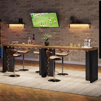 Tribesigns Home Bar Unit, 55.12-Inch Bar Table with a Spacious Tabletop, Modern Freestanding Mini Bar for Home Kitchen, Living Room, Balcony, Basement, Brown & Black