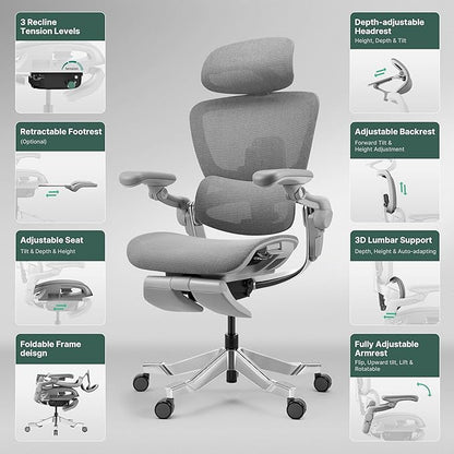 HINOMI H2 Pro Premium Ergonomic Office Chair - Comfy Home Office Desk Computer Chair with Adjustable Back Support, Swivel Wheels, Flip-up Arms, Comfortable Mesh Seat for Desk Work (Black)