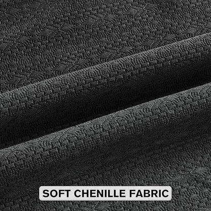 FUTEI Black Chenille Throw Pillow Covers 22x22 Inch Set of 2,Soft Striped & Diamond Textured Cushion Cases,Modern Home Decor for Couch Living Room