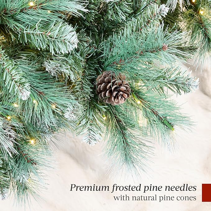 Best Choice Products Full Scotch Pine Christmas Tree, 6ft Pre-Lit Frosted Holiday Decor w/ 1,200 Twinkling Micro LED Lights, 2-in-1 White & Multicolor