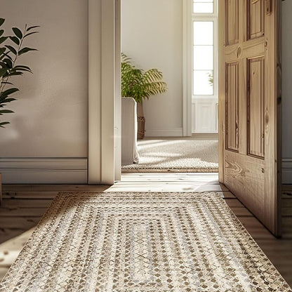 nuLOOM Carley Geometric 3'3" x 5' Machine Washable Accent Rug for Living Room Bedroom Dining Room Entryway Kitchen, Beige/Ivory