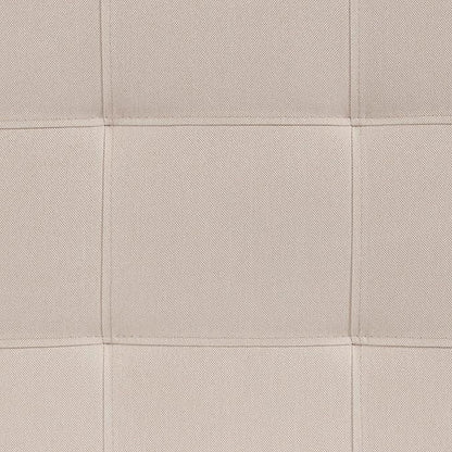 EMMA + OLIVER Quilted Tufted Upholstered King Size Headboard in Beige Fabric