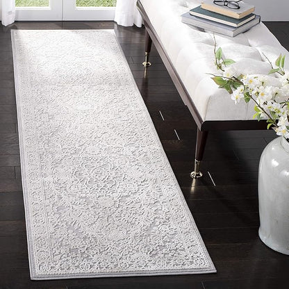 SAFAVIEH Reflection Collection Runner Rug - 2'3" x 6', Light Grey & Cream, Non-Shedding & Easy Cleaning, Ideal for Living Room, Bedroom (RFT668G)
