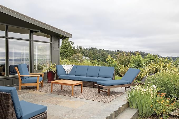 Classic Accessories Ravenna Water-Resistant 48 x 18 x 3 Inch Outdoor Bench/Settee Cushion, Patio Furniture Swing Cushion, Empire Blue, Patio Loveseat Cushion