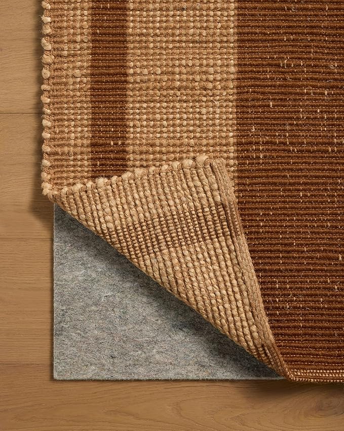 Loloi Leanne Ford Weatherstaff Collection WTS-04 Cinnamon/Natural 2'-6" x 7'-6" Runner Rug Jute, Striped, Neutral, Hallway, Kitchen, Mudroom, and Bathroom