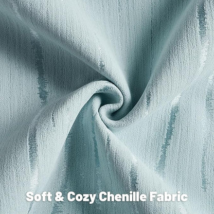 FUTEI Light Blue Chenille Decorative Throw Pillow Covers 12x20 Inch Set of 2,Soft Embossed Striped Textured Lumbar Pillow Cases,Modern Home Decor for Couch Bed Living Room