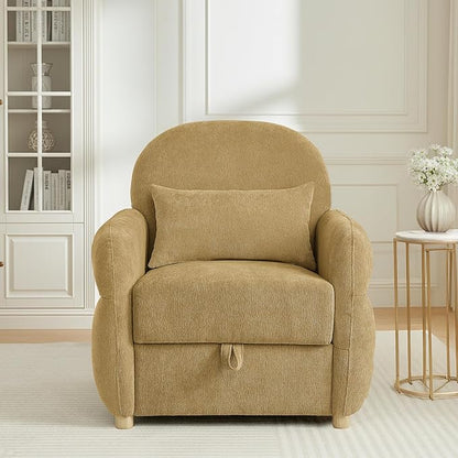 33.5" Mordern Accent Chairs,Reading Chair with Storage,Single Sofa in Chenille Fabric for Living Room, Bedroom and Compact Spaces. (Ginger Yellow)