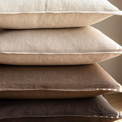 Foindtower Pack of 2, Decorative Linen Soild Throw Pillow Covers Soft Accent Cushion Case Boho Farmhouse Neutral Pillowcase for Couch Sofa Bedroom Living Room Home Decor 18 x 18 Inch Reddish Brown