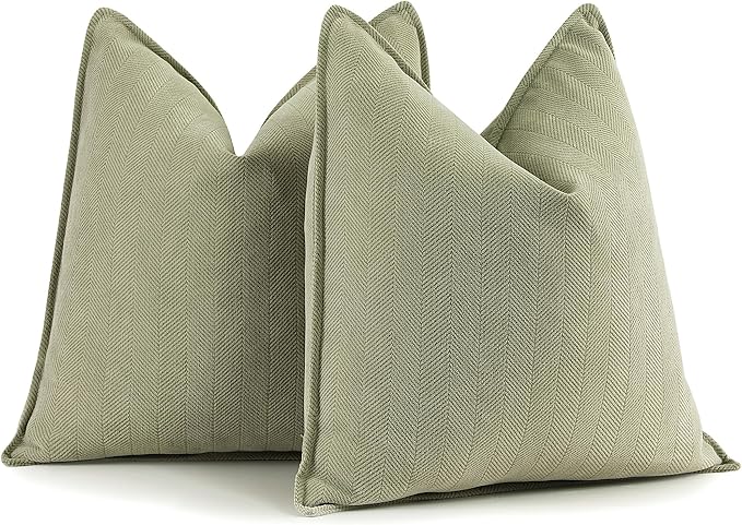 ZWJD Sage Green Pillow Covers 24x24 Set of 2 Chenille Throw Pillow Covers with Elegant Design Soft and Luxurious Decorative Throw Pillows for Couch, Bed, and Home Decor