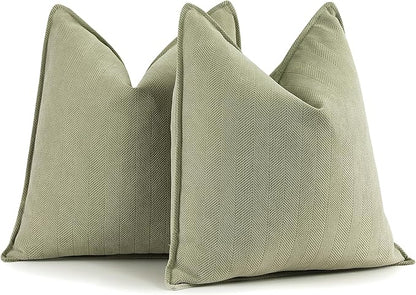 ZWJD Sage Green Pillow Covers 16x16 Set of 2 Chenille Throw Pillow Covers with Elegant Design Soft and Luxurious Decorative Throw Pillows for Couch, Bed, and Home Decor