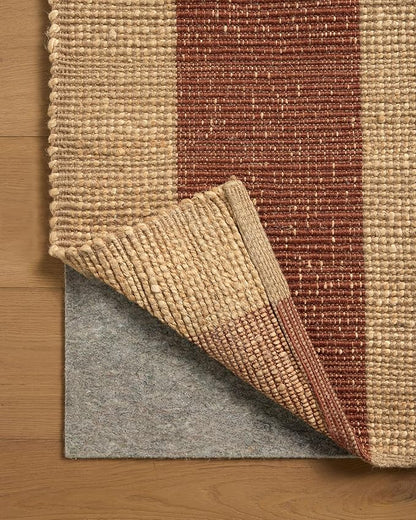 Loloi Leanne Ford Weatherstaff Collection WTS-02 Natural/Brick 2'-6" x 9'-9" Runner Rug Jute, Striped, Neutral, Hallway, Kitchen, Mudroom, and Bathroom