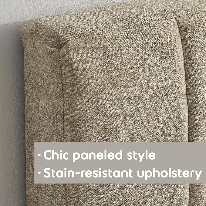 Nestl Upholstered Full Headboard - Easy Assemble Channel Stitched Headboard Full Size - Wall Mounted Headboards with 3D Soundproof Wall Panels Peel & Stick Floating Headboards, Linen