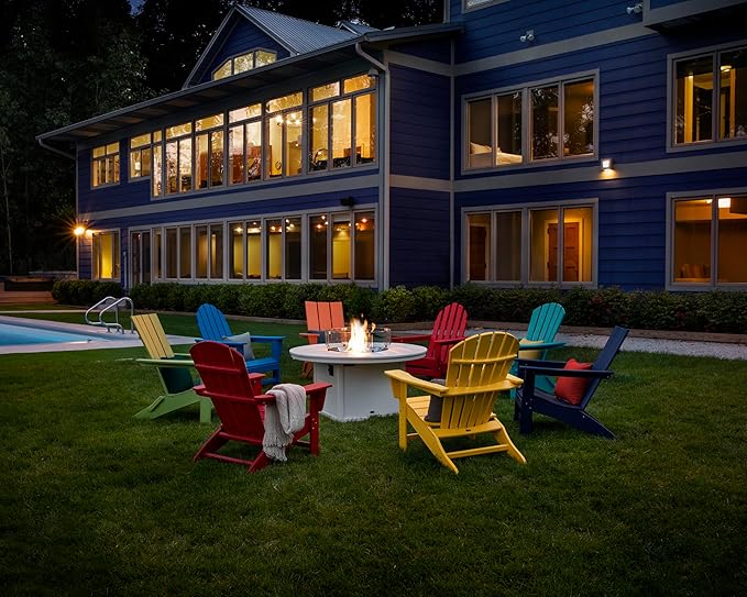 POLYWOOD AD420SR Modern Adirondack Chair, Sunset Red, Durable High Density Polyethylene Construction, Easy Assembly, Waterproof, Comfortable Contoured Seat