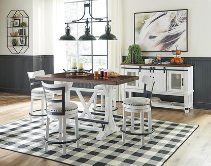 Signature Design by Ashley Valebeck Farmhouse Dining Room Server or Buffet Cabinet, White & Brown