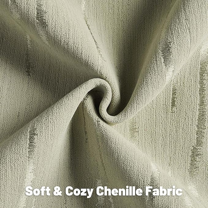 FUTEI Olive Green Chenille Decorative Throw Pillow Covers 24x24 Inch Set of 2,Soft Embossed Striped Textured European Cushion Case,Modern Home Decor for Couch Bed Living Room